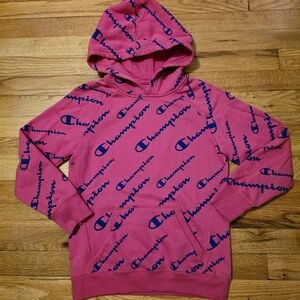 Champion girls allover Script logo fleece hoodie SzM